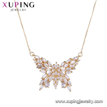 44211 xuping etiqueta privada joyería de moda 18 k aleación de cobre de lujo multicolor mariposa collar de joyas de diamante